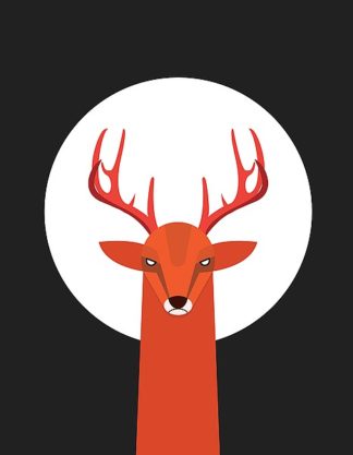 D932D - Dalyan, Volkan - Deer & Moon