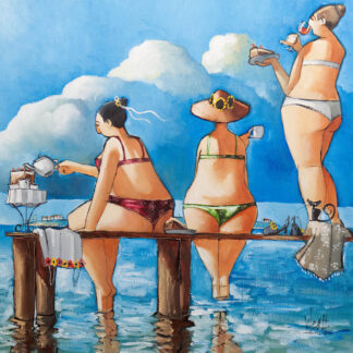 W1512D - West, Ronald - Tea Break on the Jetty