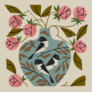 T866D - Thull, Renea L. - Three Bird Rose Vase